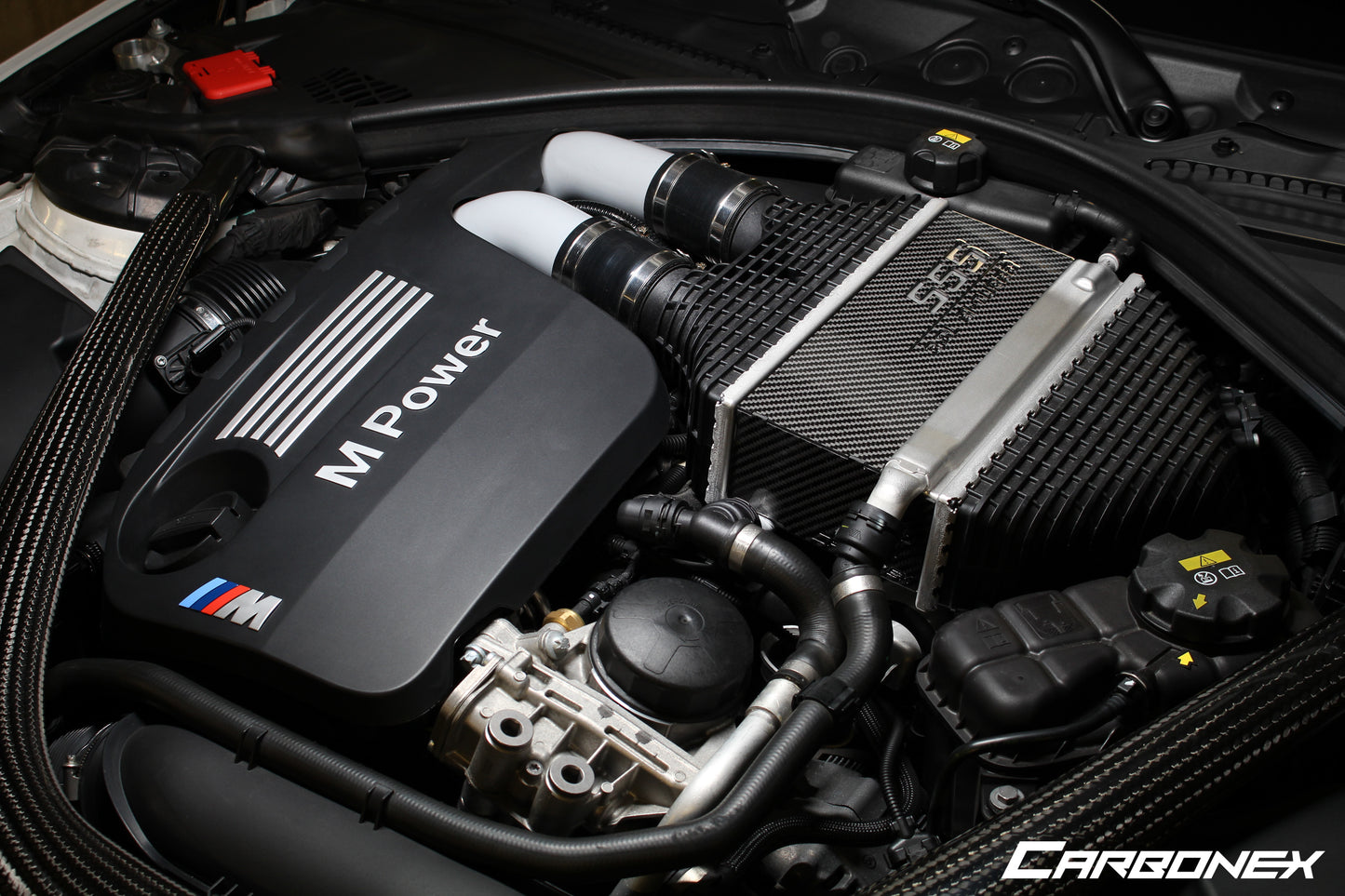 BMW S55 Engine Carbon Intercooler Cover - Gloss - Engraved